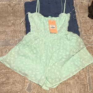 Mint Green Floral Romper